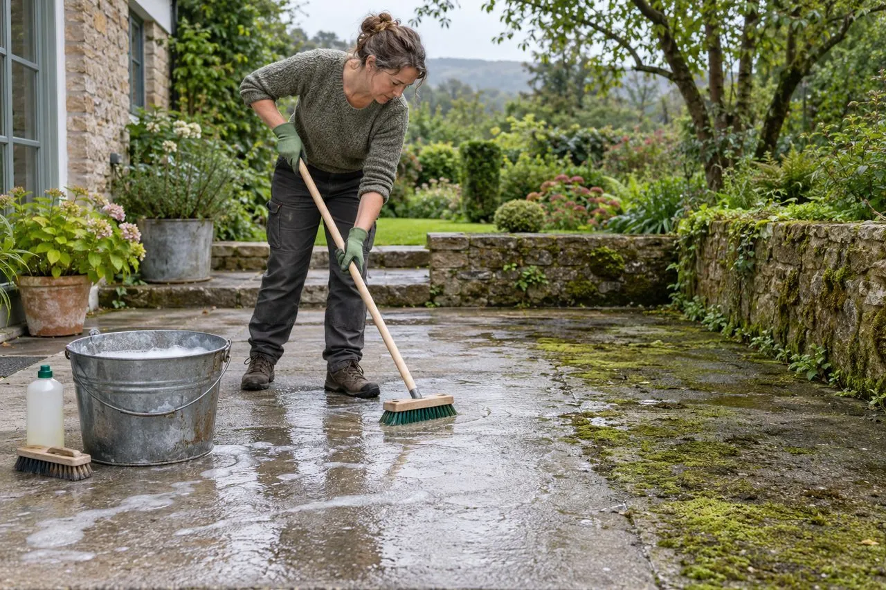 Nettoyer une terrasse en béton avec des astuces de grand-mère fiables